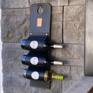 Porta Botellas de Vino Cuero Agreste Negro - 3 Botellas Grill&Sip 180°