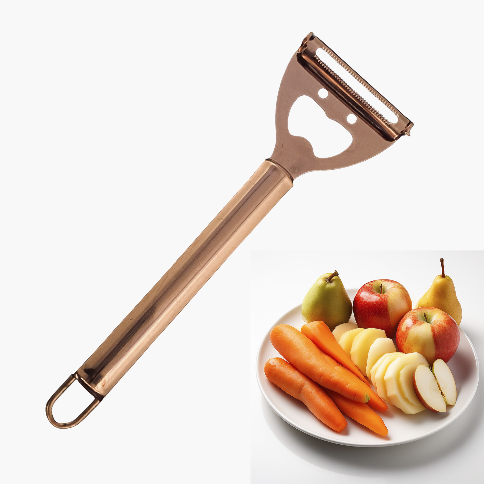 Pelador de Verduras en Acero y Cobre - Rápido, Cómodo y con Estilo - Imagen 3