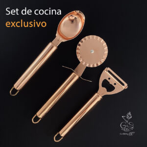 Set Exclusivo Utensilios de Cocina 3 en 1 - Cuchara, Cortador y Pelador