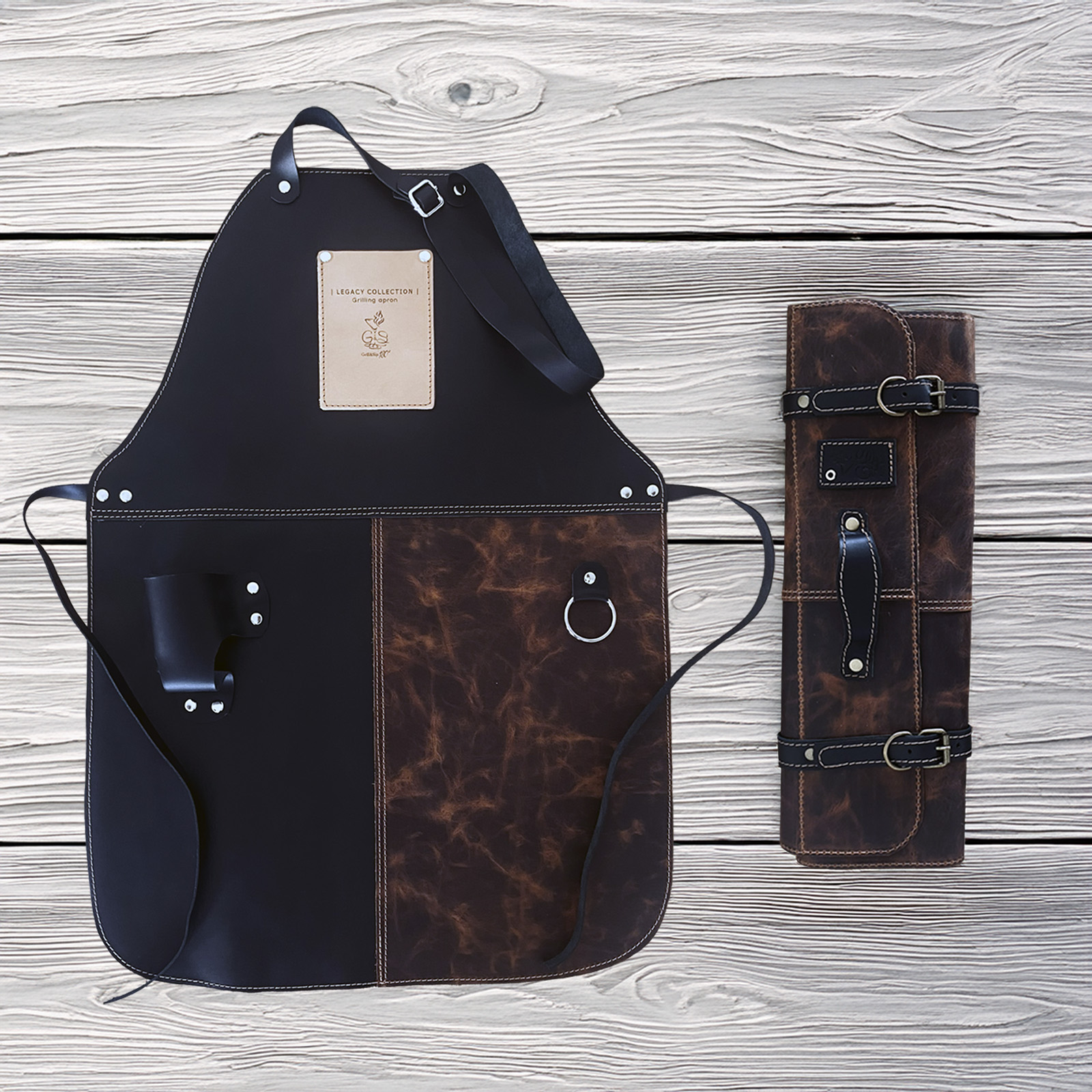 Porta Cuchillos Cuero Graso Legacy Collection - Diseño Exclusivo 5 Cuchillos - Imagen 5