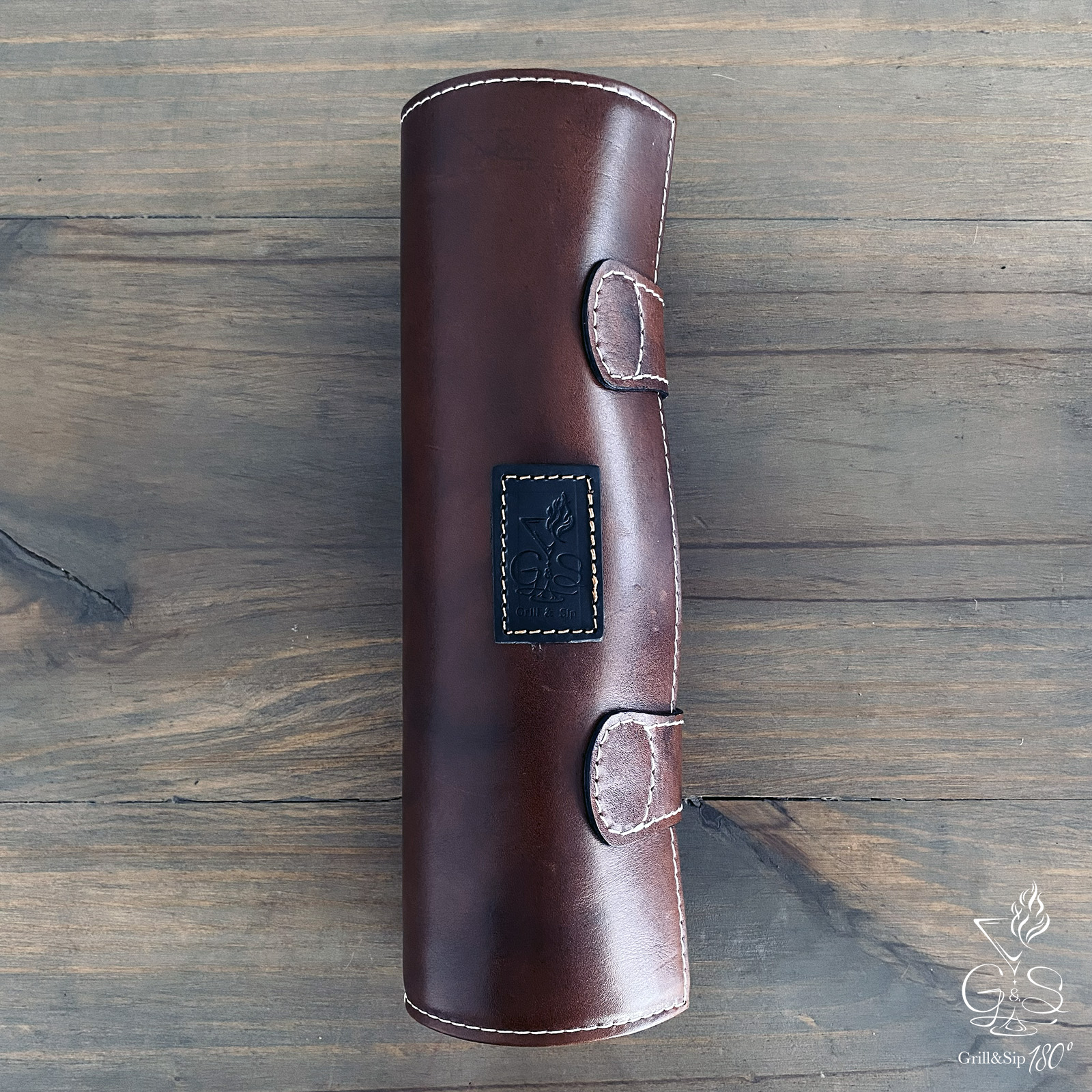 Juego de 4 Cachos Cuero Café Apache - Estuche Cilíndrico Elegante Grill&Sip - Imagen 2