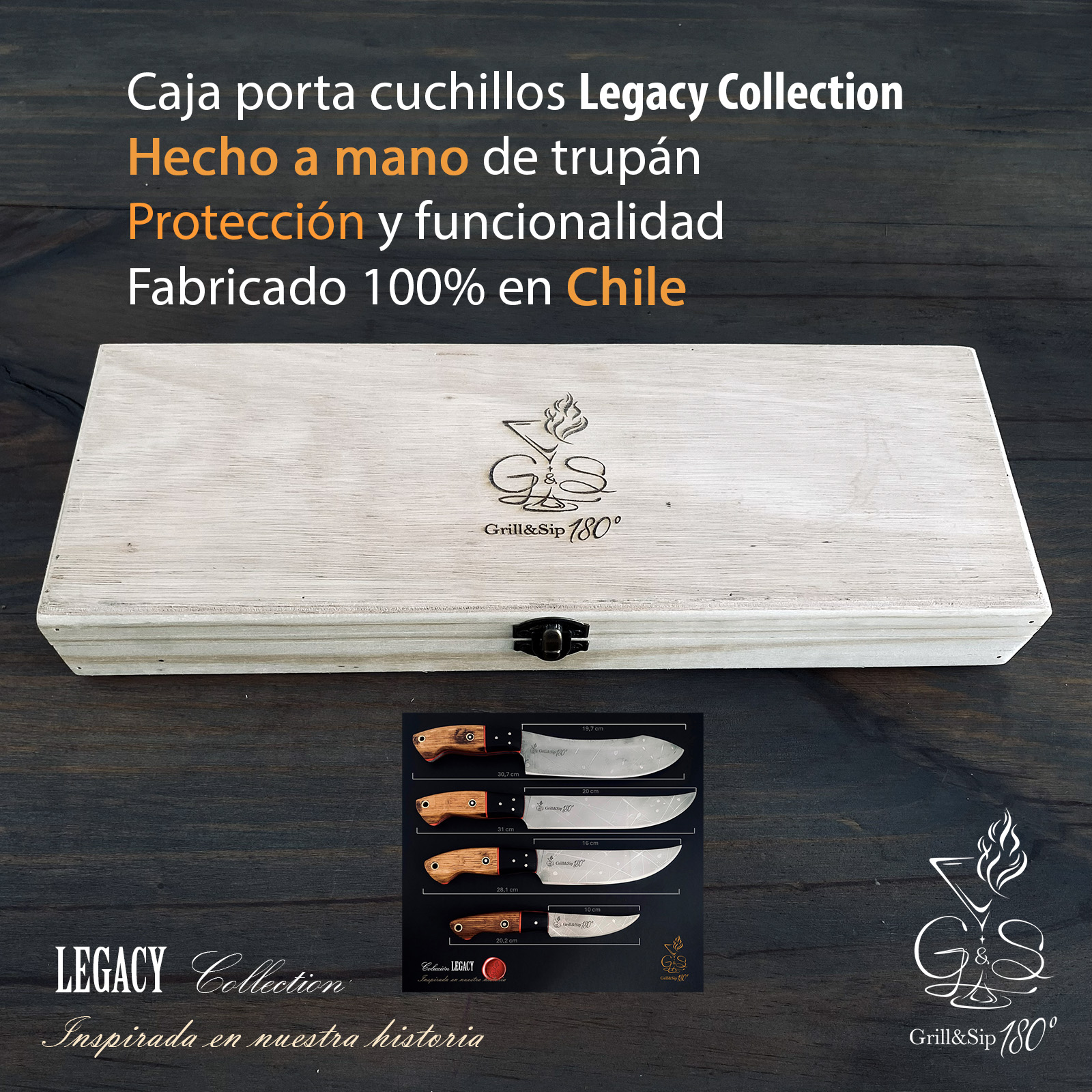 Porta-Cuchillo de Madera Natural Legacy Collection | Grill&Sip 180°