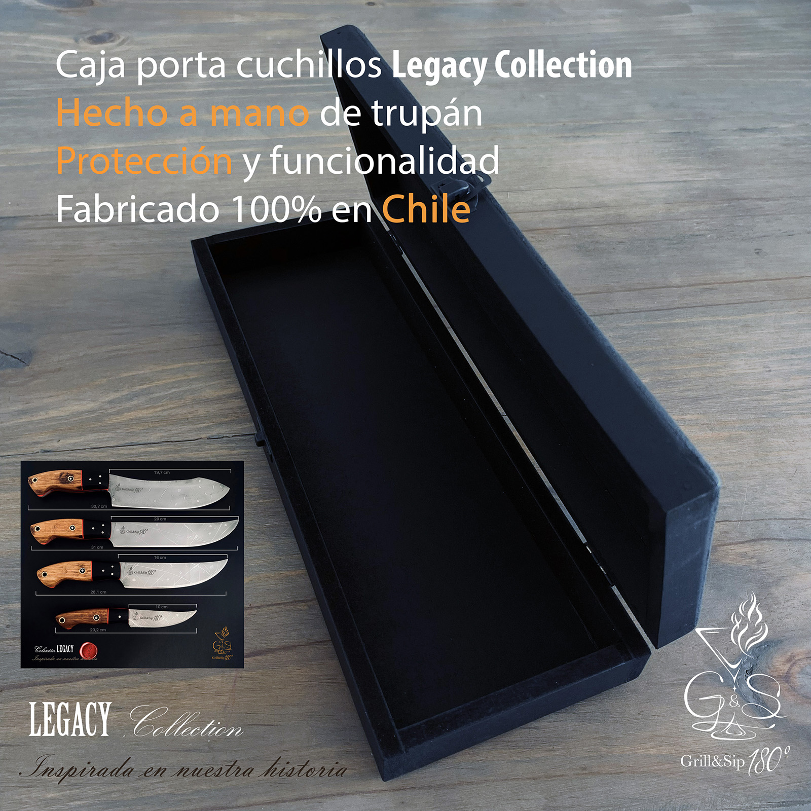Porta-Cuchillo Negro Mate Legacy Collection | Grill&Sip 180°