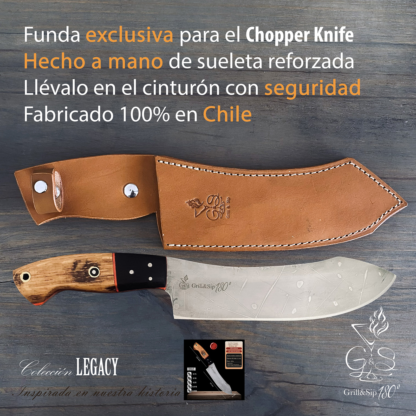 Funda Cuero Cuchillo Chopper Legacy - Robustez y Seguridad Hecha a Mano