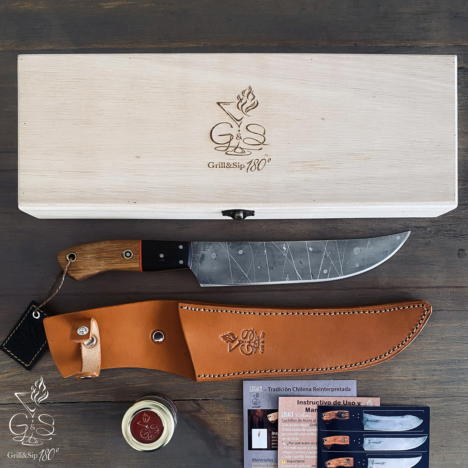 Pack Legacy Butcher Knife Grill&Sip 180° | Cuchillo Artesanal + Accesorios