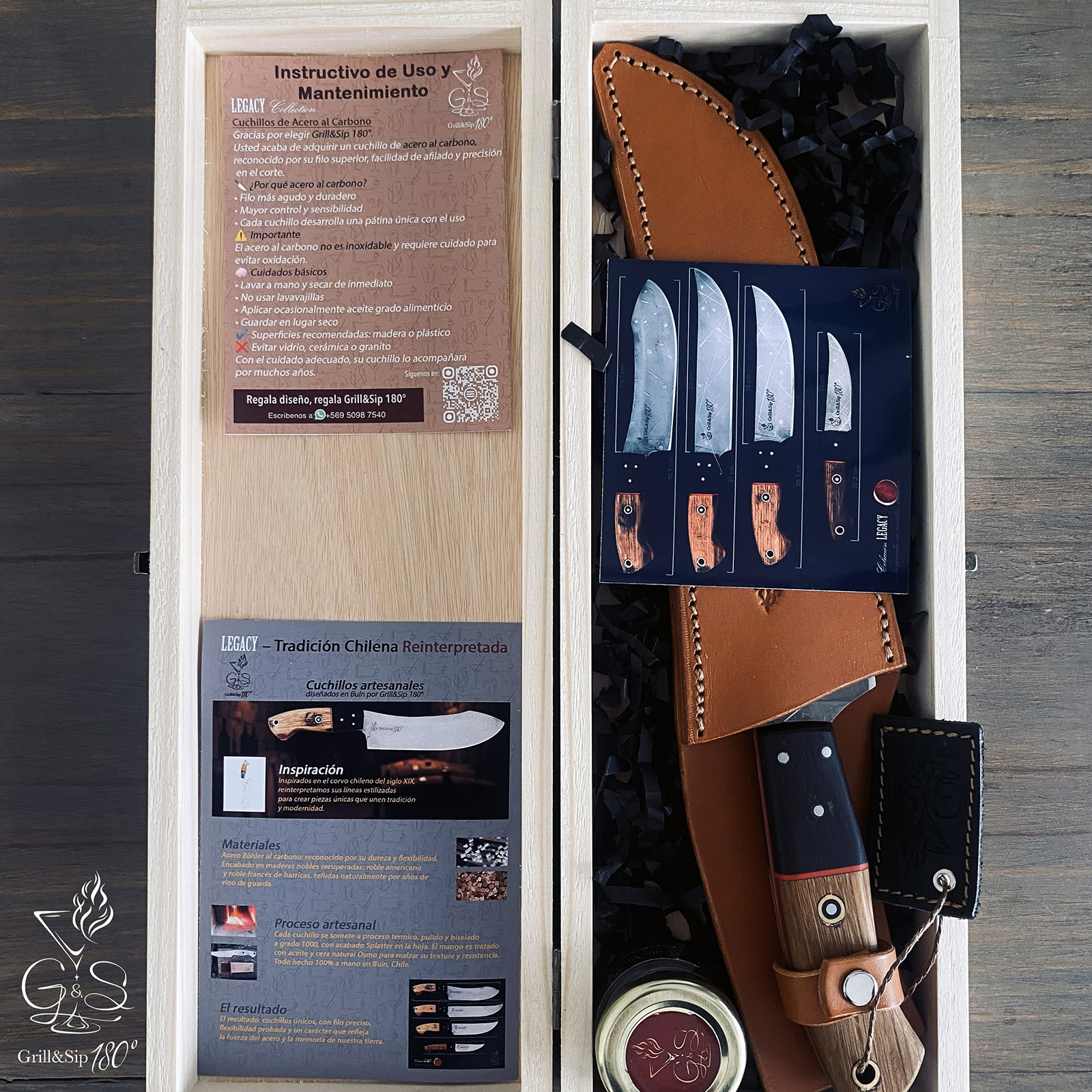 Pack Legacy Butcher Knife Grill&Sip 180° | Cuchillo Artesanal + Accesorios - Imagen 2